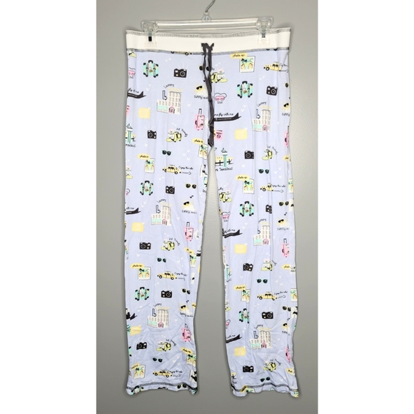 PJ Salvage Drawstring Camera Taxi Airplane Travel Pajama Pants Sz S